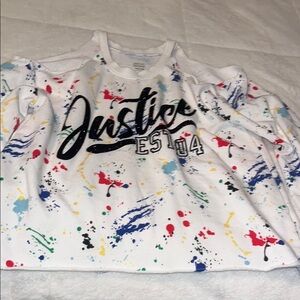 Justice White and Red Paint Splatter Hoodie